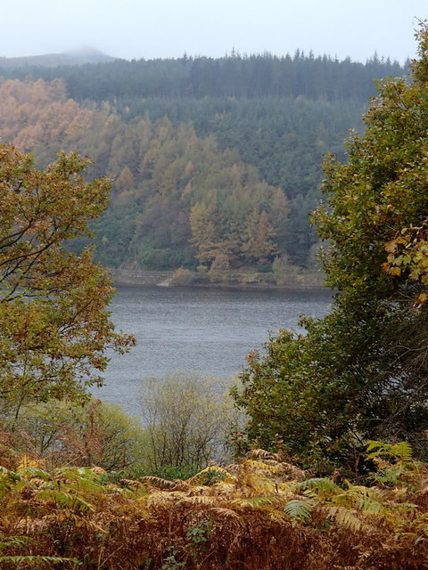 Glimpse of Ladybower Reservoir in autumn