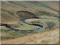 SK0694 : Shelf Brook, meander and landslip by Andrew Hill