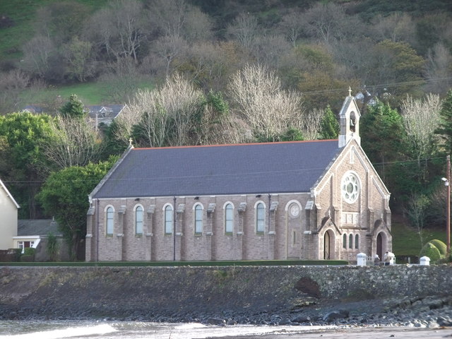 Waterfoot church seen from the beach