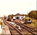 A saddle tanker on the Strathspey Steam Railway approaching the engine sheds at Aviemore