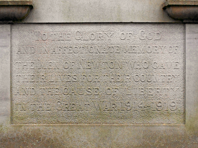 Newton War Memorial Inscription