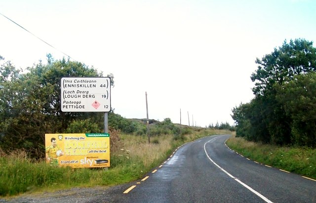 Distance sign on the R232 some 8 miles west of Pettigo