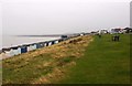 Grass slope above the beach huts