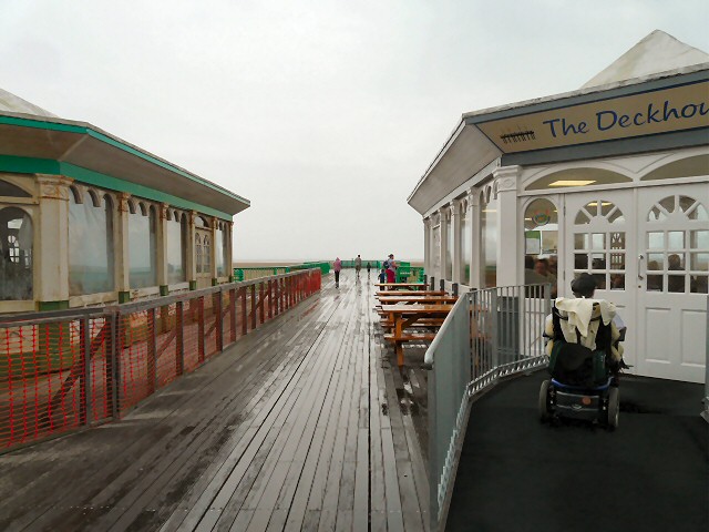 End of the pier in the rain