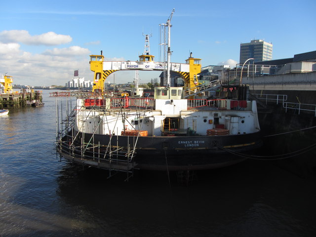 Woolwich ferry Ernest Bevin undergoing maintenance