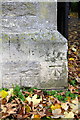 Benchmark on gatepost at entrance to Wolvercote Cemetery