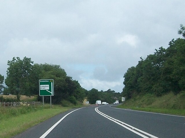 The A4 at the approach to the B140 turnoff for Lisbellaw