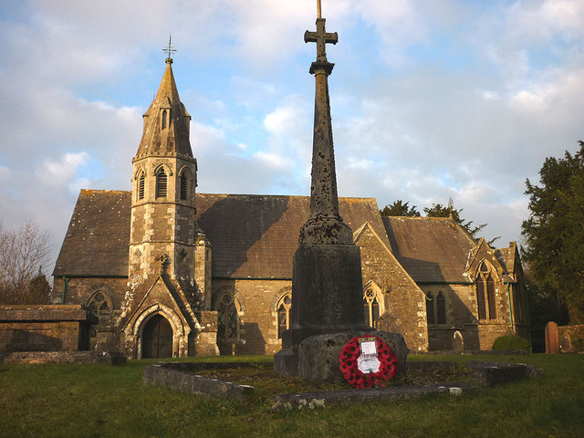 Poppy wreath on the war memorial, All Saint's Church, Underbarrow