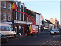 Christmas street decorations being hung