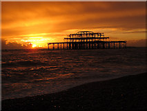 TQ3003 : West Pier sunset by Stephen Craven