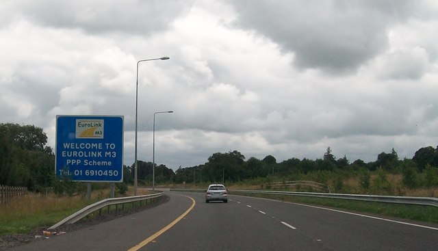 Welcome to Eurolink M3 sign at northern end of the motorway
