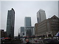 View of One Canada Square and the HSBC Building from outside the Museum of London Docklands