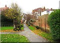 Looking towards the Gloucester Road entrance to Victoria Gardens, Tewkesbury