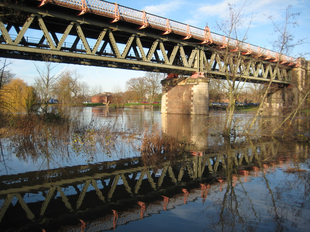 Worcester railway bridge reflected in... © Philip Halling :: Geograph ...