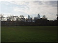 Looking across Weavers Fields, Gherkin and Shard in the distance