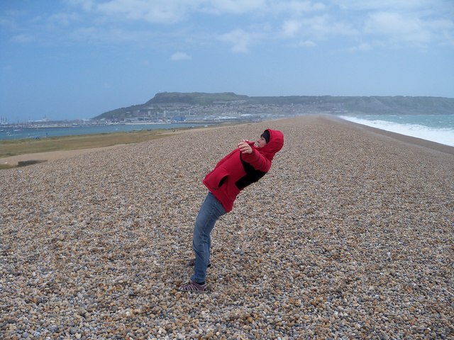 Windy day at Chesil Beach