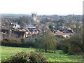 View down to Pershore Abbey from Allesborough Hill