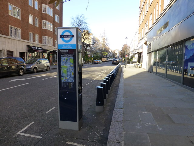 Empty Barclays Cycle Hire Docking Station Phillimore Gardens