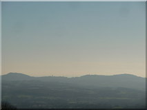 SO7466 : Abberley Hill, Bell Tower and Woodbury Hill from Clee Hill Common by Jeremy Bolwell