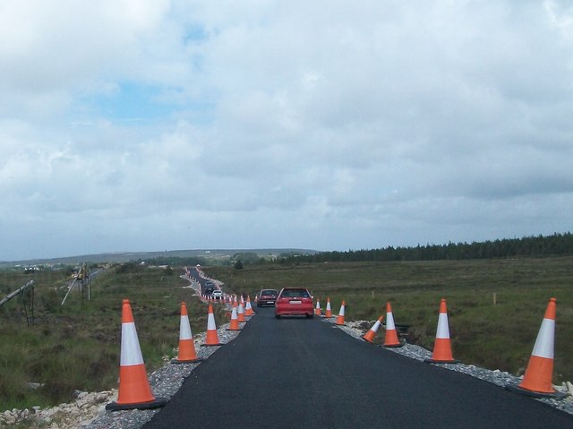 Temporary diversion on the N56 north of  Leitir Mhic a' Bhaird