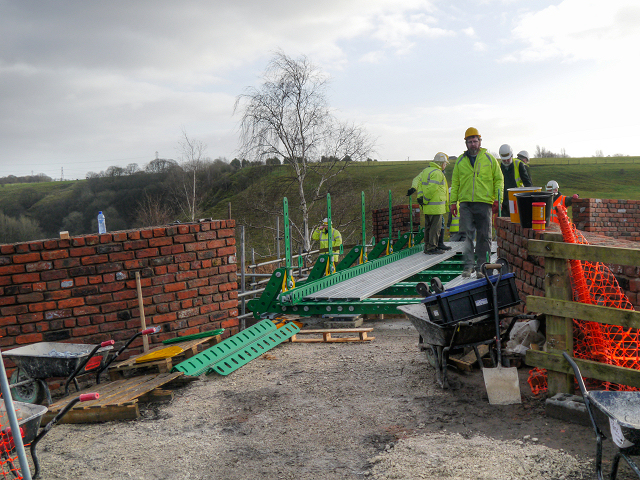 Building the Meccano Bridge at Nob End © David Dixon :: Geograph ...