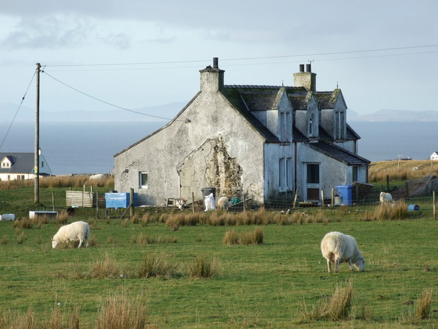 Dilapidated croft house at Kilvaxter