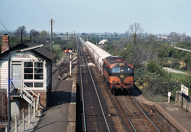 Cement train entering Donabate station - 1980
