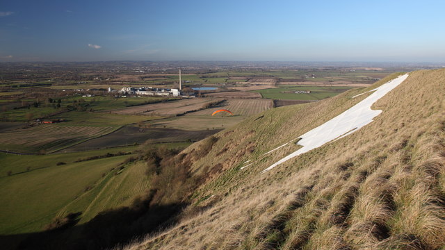 View over the Westbury White Horse towards the Cement Works