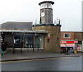 Clock tower and barber shop in the centre of Cinderford