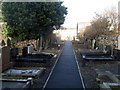 Gravestones line the entrance to Nebo chapel, Cefn Cribwr