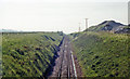 Approaching site of Bower station on line from Wick, 1986