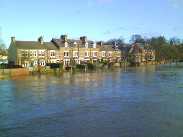 Across the swollen River Ouse
