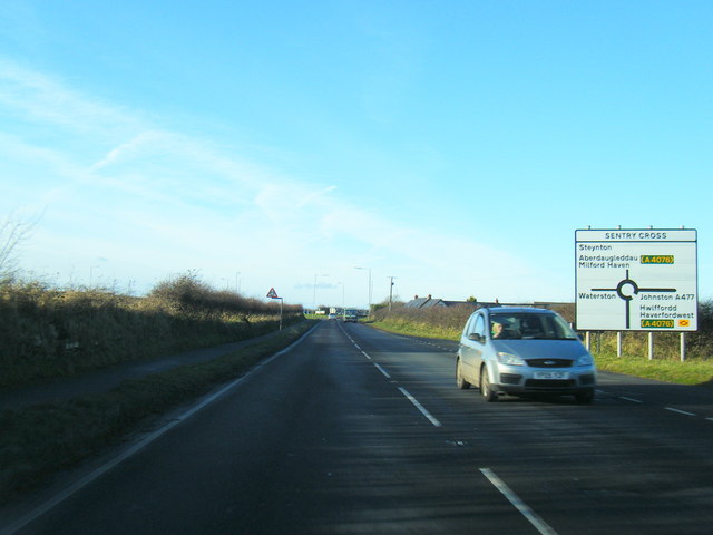 A477 approaches Sentry Cross roundabout © Colin Pyle cc-by-sa/2.0 ...