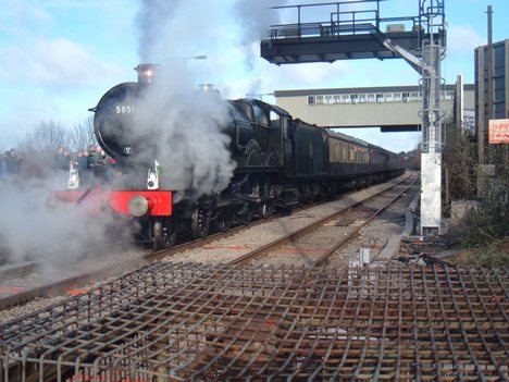 Steam train passing through Port Talbot Station