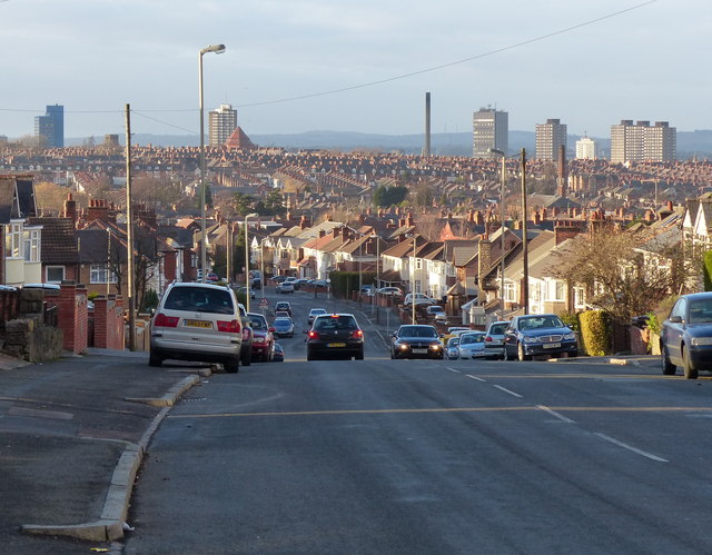 View across Leicester city skyline
