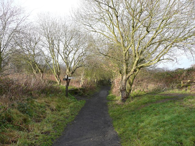 Footpath crossing the railway path at the site of Monkey Bridge
