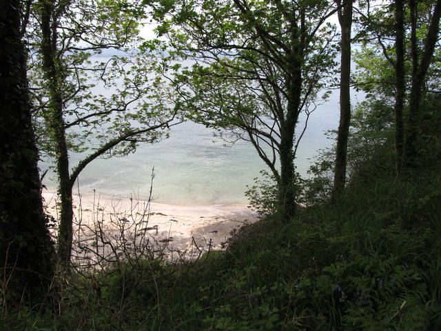 View down to the beach from the clifftop