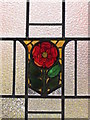 One of the leaded windows at the Bispham Hotel