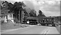 SU7836 : Longmoor Military  Railway crossing road at Oakhanger Halt, near  Bordon, 1963 by Ben Brooksbank