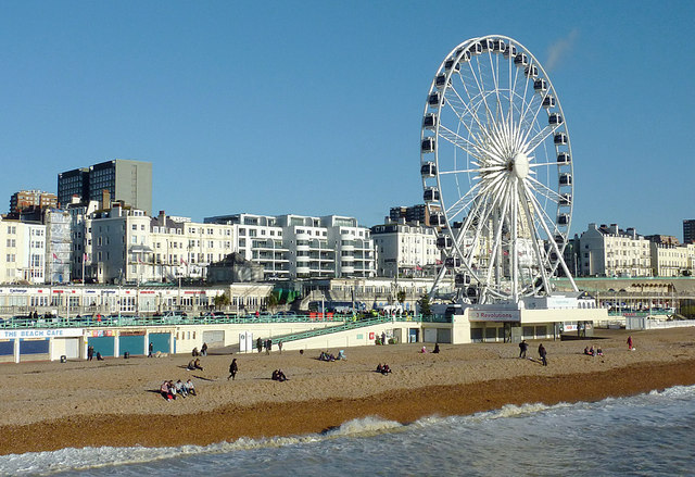 Brighton beach and seafront with wheel