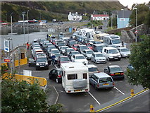 NG1599 : Tarbert: queuing for the delayed ferry by Chris Downer