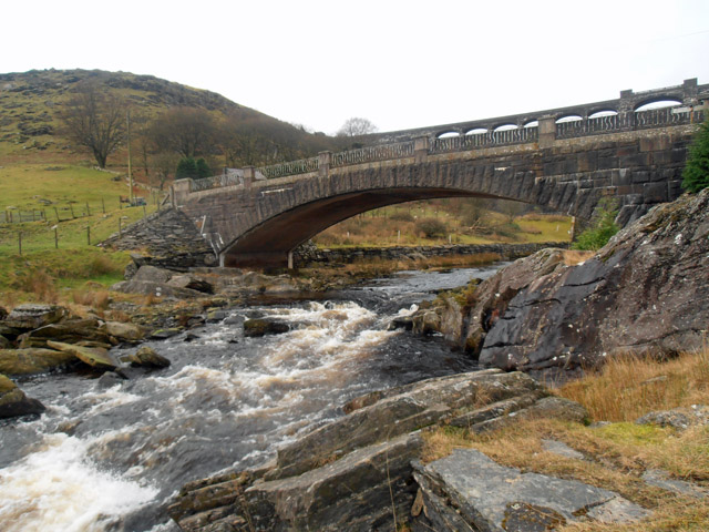 Bridge and river (Afon) below Claerwen Dam