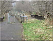 SS9187 : Cycle path at old railway bridge over the Afon Garw by Llangeinor by eswales