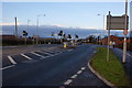 A traffic light junction on the A49