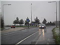 Roundabout on the A16 in a snow storm