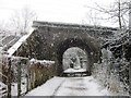 Pathway under the railway in the snow