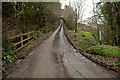 The road which passes over a stream near Clockhay wood