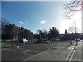 View of the fountain in the centre of the road in Dulwich Village