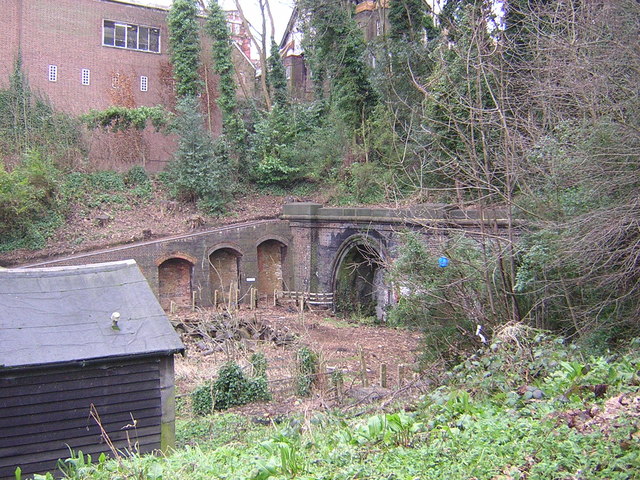 Mouth of disused tunnels, Highgate Underground station