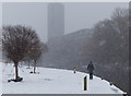 Snow on the towpath of the Grand Union Canal